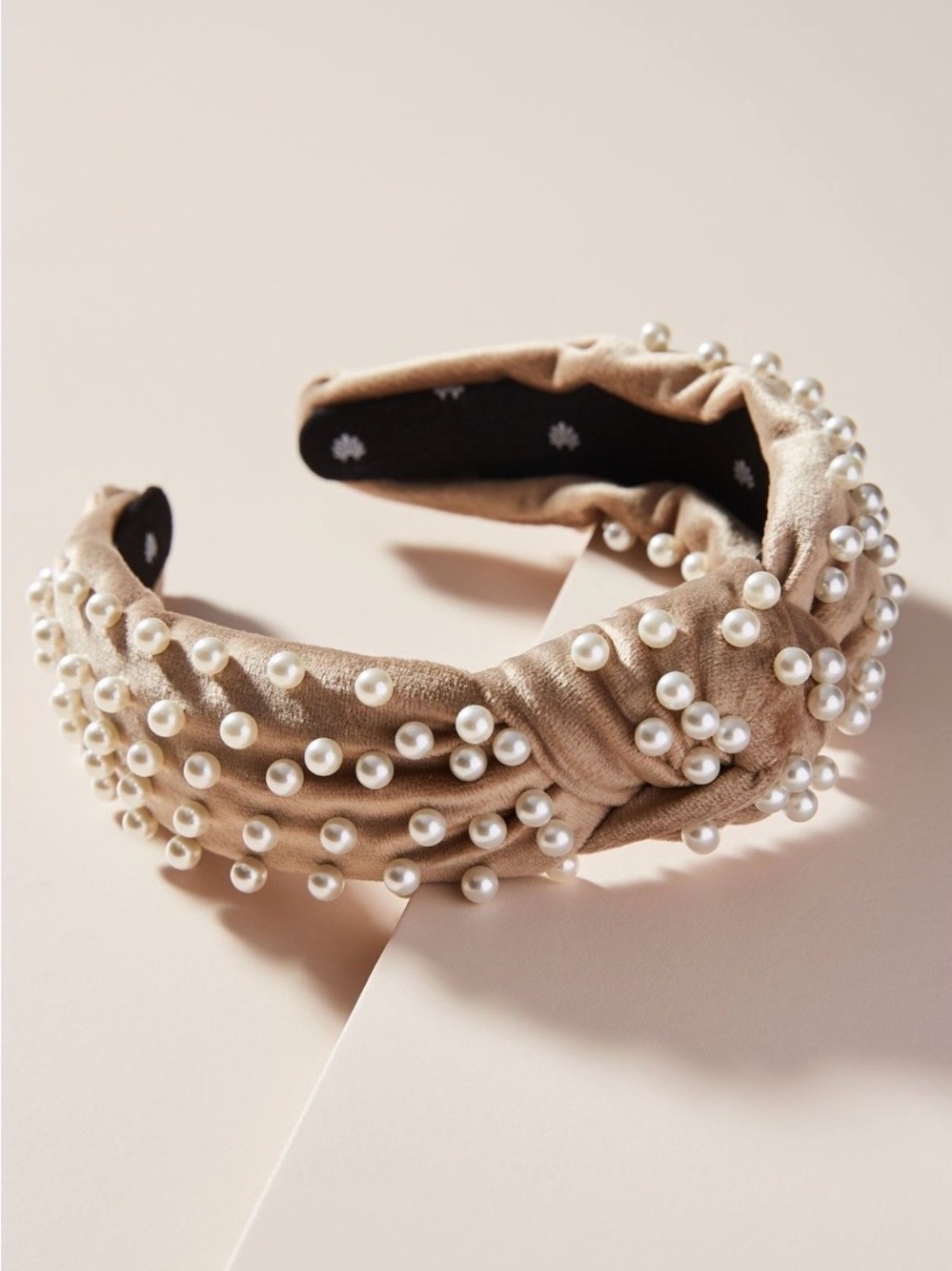 Lele Sadoughi Velvet Pearl Knotted